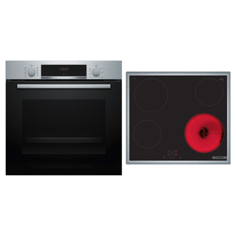 Εντοιχιζόμενο set BOSCH BA51FN03 (φούρνος HBA514BS3+εστία PKE645BA2E) Inox
