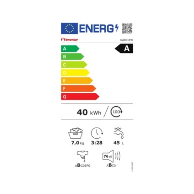 Πλυντήριο ρούχων INVENTOR με ατμό GA0714W 7kg 1400rpm