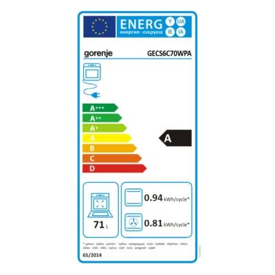 Ελεύθερη κουζίνα κεραμική Λευκή Gorenje GECS6C70WPA