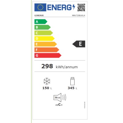 Ψυγειοκαταψύκτης Gorenje NRK720EAXL4 Inox FullNoFrost 200x70.4x69.4cmcm